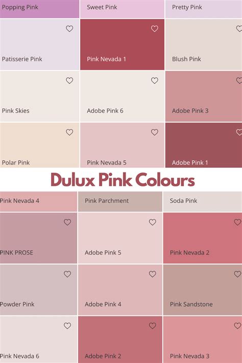 Dulux Paint Colour Chart Pink Dulux Pink Colours Sleek Chic