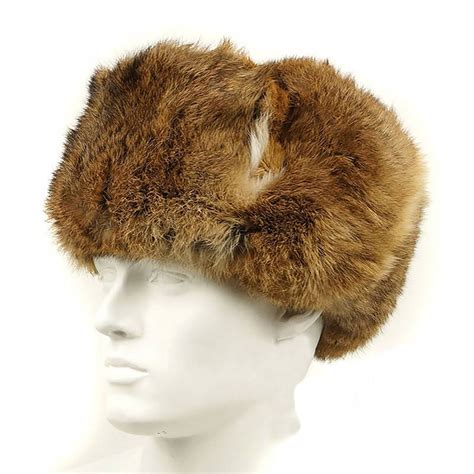 Russian Ushanka Brown Rabbit Fur Hat Winter Headwear