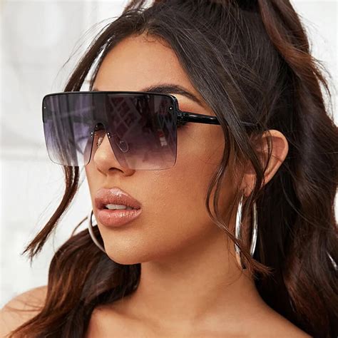 New Square Oversized Sunglasses Men 2022 Plus Size Sun Glasses Women Large Semi Rimless Female