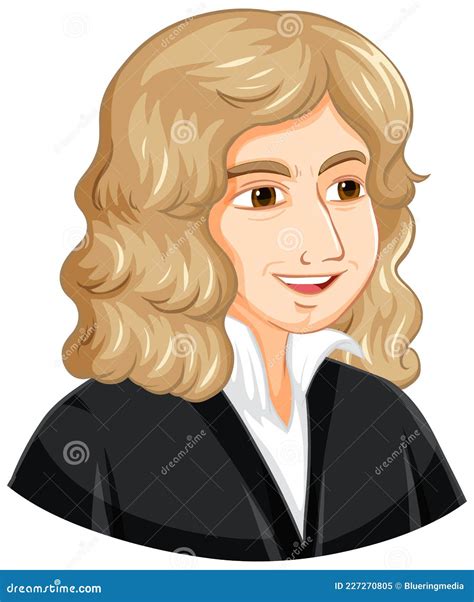 Portrait Of Isaac Newton In Cartoon Style Stock Vector Illustration