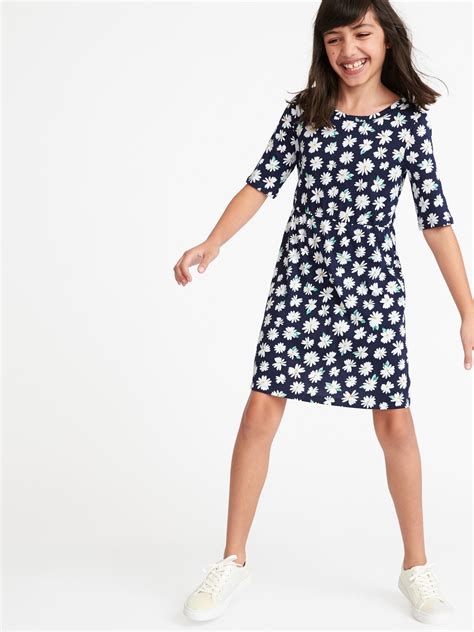 Printed Jersey Fit And Flare Dress For Girls Old Navy Girls Dresses