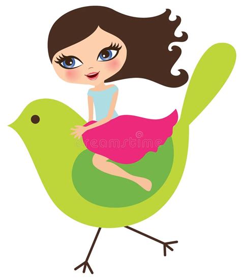 Girl With A Bird Stock Vector Illustration Of Ride Animal 20592683
