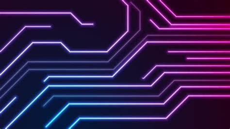 Glowing Blue Purple Neon Circuit Board Lines Motion Graphics Videohive