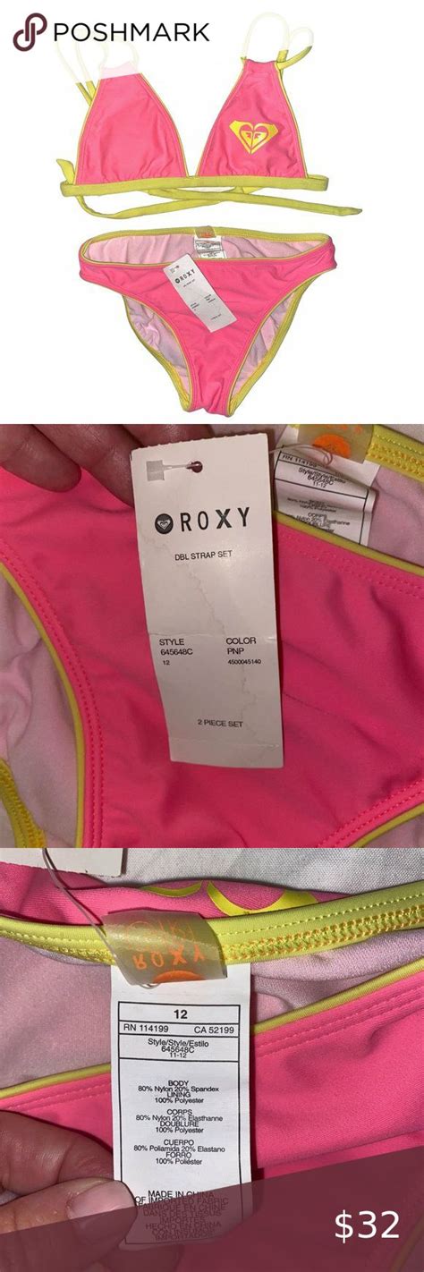 Roxy Girl Nwt Bikini Double Strap Triangle Top 12 Roxy Girls Bikinis Yellow Bikini