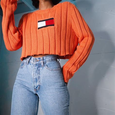 masha and jlynn on instagram “sold vintage 1990 s cropped orange tommy sweater please click the