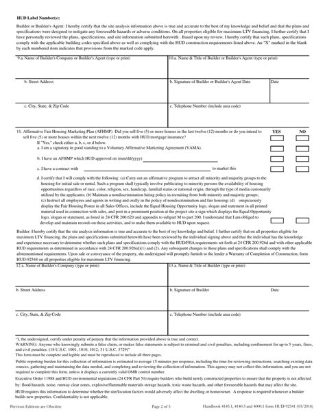 Form Hud 92541 Fill Out Sign Online And Download Fillable Pdf