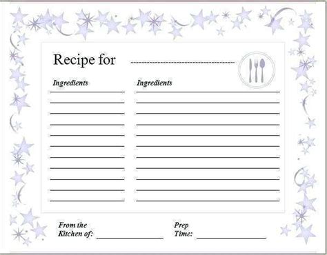 Editable Recipe Card Template For Word Cards Design Templates