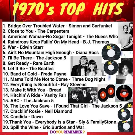1970 s top hits 70s songs music memories music hits