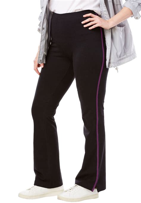 Plus Size Stretch Cotton Side Stripe Bootcut Yoga Pant