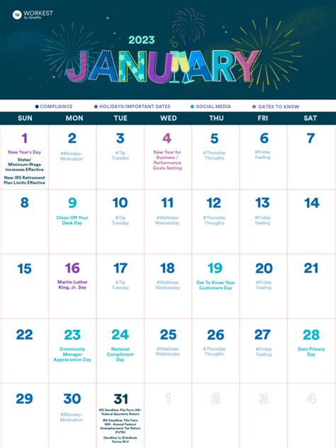 Free Small Business And Hr Compliance Calendar January 2023 Workest