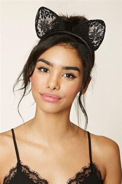 Floral Lace Cat Ear Headband Black Cat Ears Headband Cat Ears
