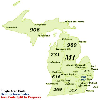 Find Michigan Area Codes By Map