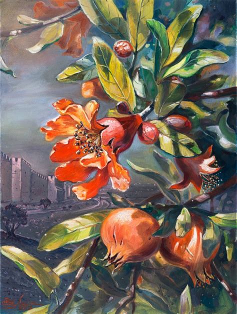 Nature Painting Pomegranate Tree In Jerusalem By Alex Levin
