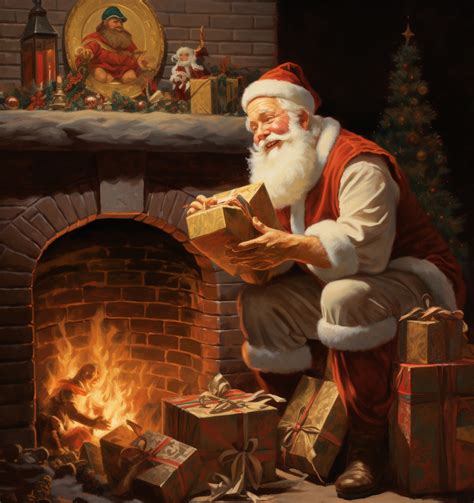 Santa Clause By Fireplace Free Stock Photo - Public Domain Pictures