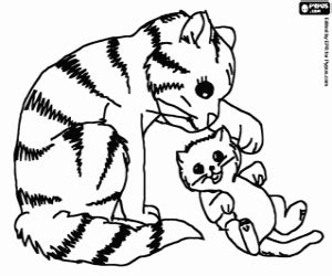 Znalezione obrazy dla zapytania kolorowanki dla dzieci minionki. Mama cat playing with her baby cat coloring page | Dog ...