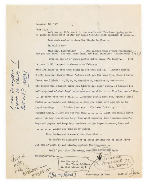 Bonhams Kerouac Jack 1922 1969 Typed Letter Signed Jack With