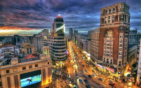 Download People Building Car Road Evening Night Spain City Man Made
