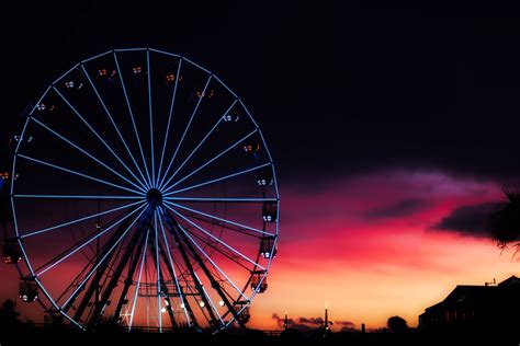 Free Images Sky Sunset Night Dusk Ferris Wheel Amusement Park