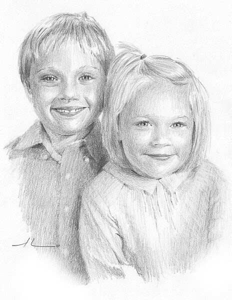 Pencil Sketch Of Brother And Sister