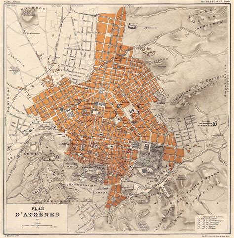 Mapa de Atenas antigo mapa histórico e vintage de Atenas