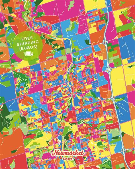 Newmarket Crazy Colorful Map Poster Map Poster Colorful Map Map Print
