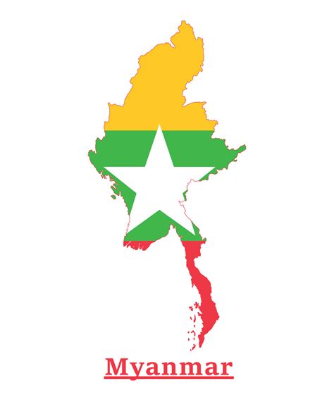 Myanmar National Flag Map Design, Illustration Of Burma Country Flag