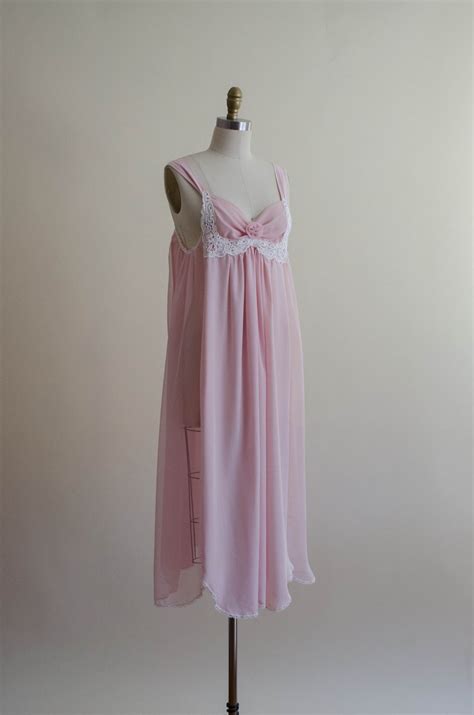 Dreamy Pink Chiffon Nightgown Empire Waist Nightgown Etsy