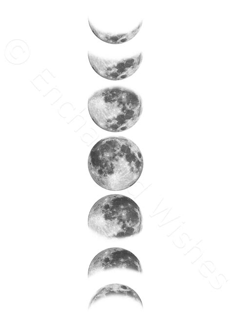 Moon Phases Black White Print Wall Art Printable Prints
