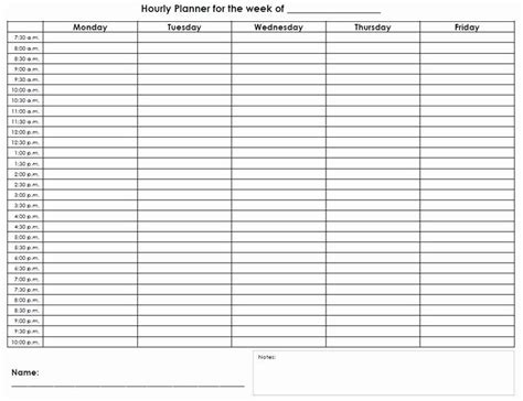 Weekly Hourly Planner Template Fresh Free Printable Hourly Schedule