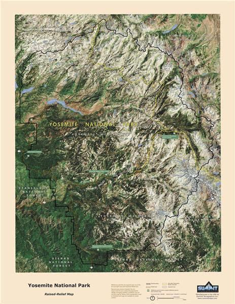Raised Relief Map Of Yosemite National Park California Yosemite
