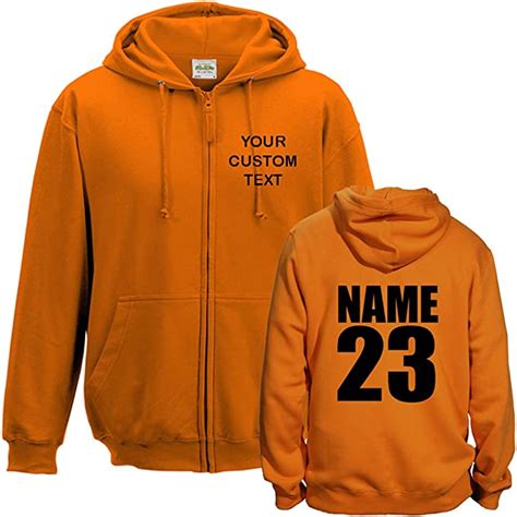 Custom Text Printed On Personalised Zip Up Hoodie Make Your Own Zipper