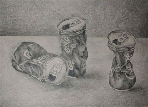 Madonna fine art pencil drawing portrait print hand signed. Still life with twisted cans of soda. Juan Barrera ...