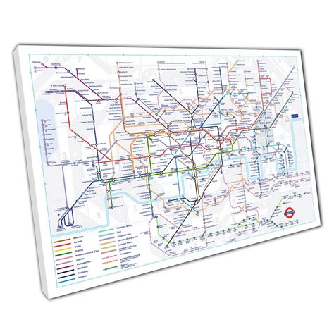 London Underground Tube Map With New Elizabeth Line Art Wall Etsy