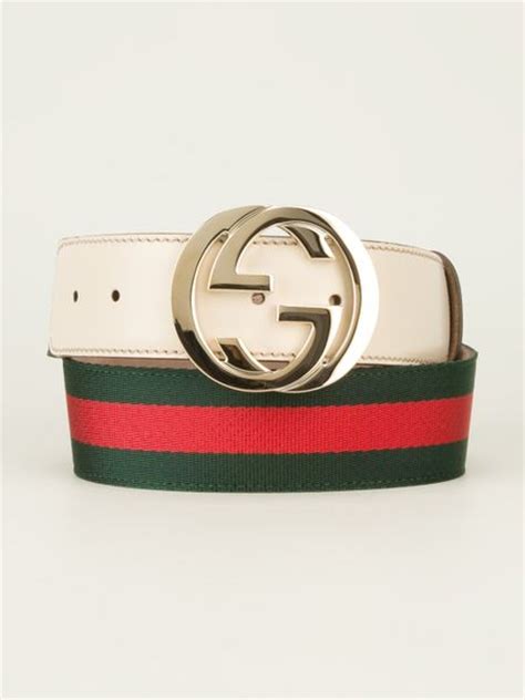 Gucci Logo Buckle Belt In Beige For Men Green Lyst