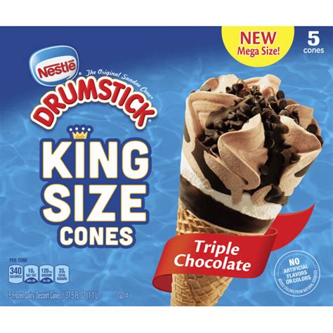 Drumstick King Size Triple Chocolate Ice Cream Cones 375 Fl Oz
