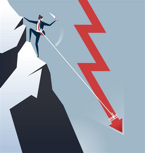 Business Man Attached To Down Arrow Climbing Mountain 1047840 Vector