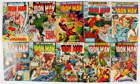 Lot Of 10 Vintage 1968 1st Series Marvel Iron Man Comic Books With