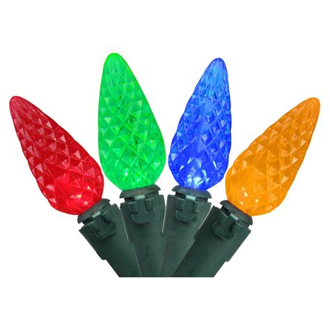 Northlight 70 Led Faceted C6 Christmas Lights On Green Wire