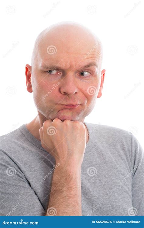 Funny Man With Bald Head Is Refacting Stock Photo Image 56528676