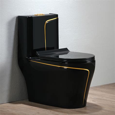 Modern Black Bathroom Ceramic Toilet Bowl With Gold Line Gd 1015