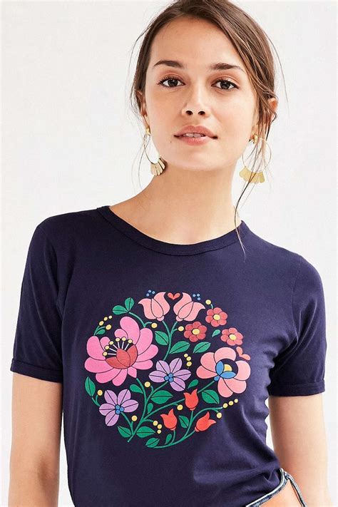 Truly Madly Deeply Floral Motif Tee Tees For Women Women Clothes For Women