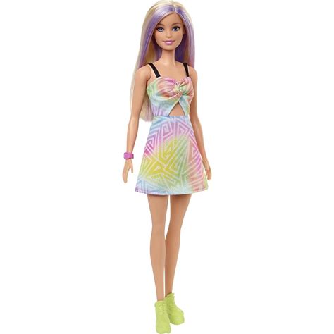 Mattel Barbie Fashionistas Blonde Hair Purple Streak Bright Eyes Nude
