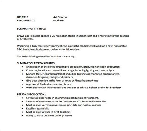 Art Director Job Description Template - 8+ Free Word, PDF ...