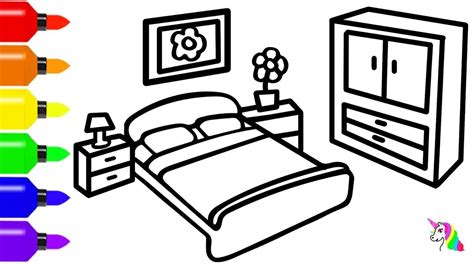 How To Draw Bedroom Coloring Page Cara Menggambar Dan Mewarnai Mainan