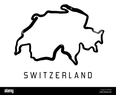 Switzerland Map Outline Smooth Country Shape Map Vector Stock Vector