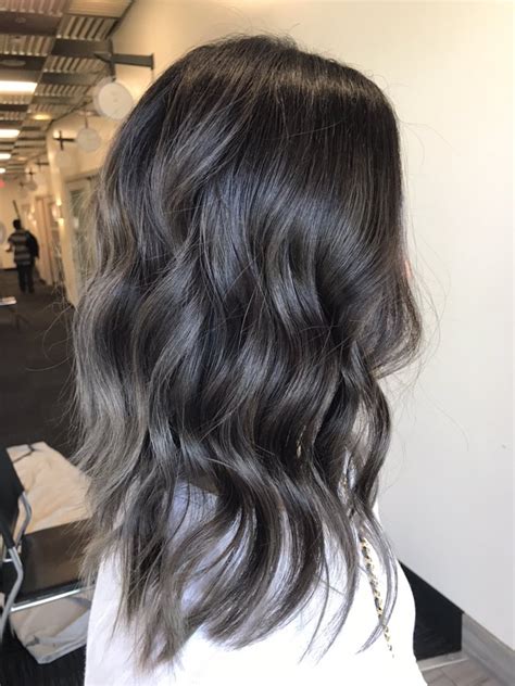 Brown to platinum blonde ombre Cool smoky grey blonde Balayage ombré - Yelp | Blonde ...