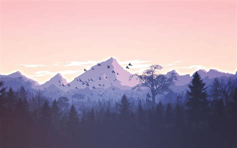 3840x2400 Forest And Mountains Illustrations Uhd 4k 3840x2400