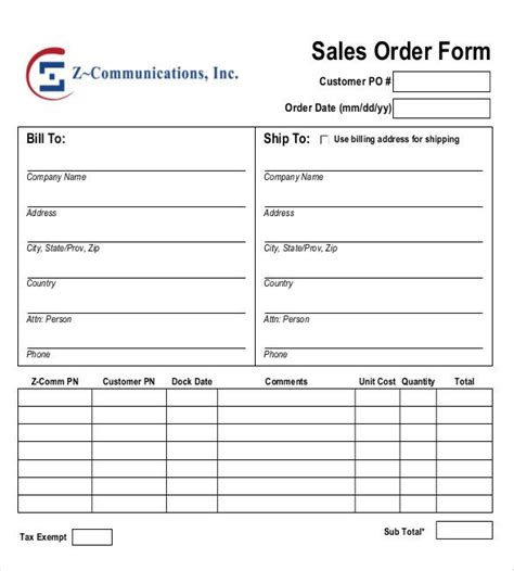 sales order templates word excel  templates order form