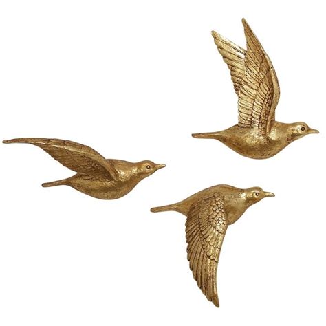 Metallic Gold Flying Bird Sculptures Wall Decor Bird Wall Decor Bird