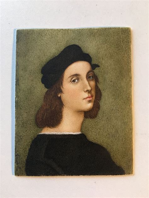Antique Leather Frame Miniature Portrait Italian Painter Raphael